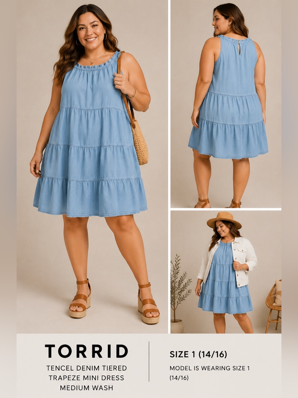 TORRID NWT Tencel Denim Tier Dress | Size 1 (14/16)